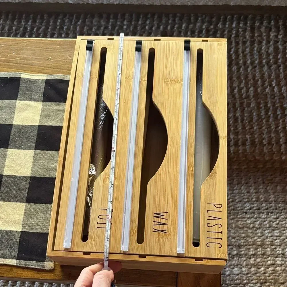 Rae Dunn like Bamboo Kitchen Wrap Organizer